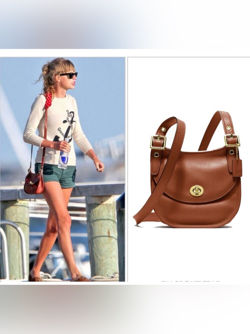Coach Legacy Leather Mini Saddle Bag Turnlock Dark Maple Brown Taylor Swift